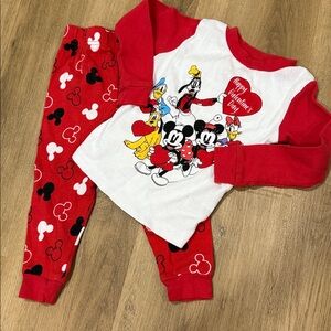 Disney Kids Long Sleeve Valentine's Tee - Red & White